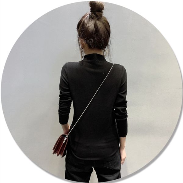 2021 new fall winter korean style tshirt chic mock neck letter with flocking brushed cotton ropa mujer bottoming shirt tees t00518a j6e, White
2021 new fall winter korean style tshirt chic mock neck letter with flocking brushed cotton ropa mujer bottoming shirt tees t00518a j6e, White