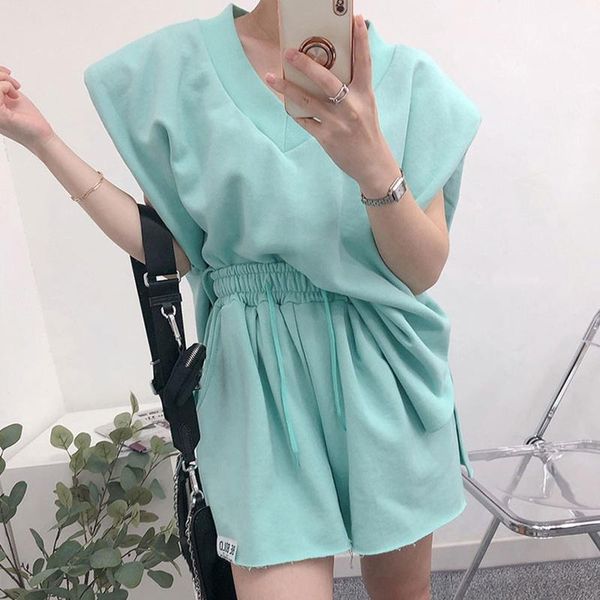 women's tracksuits nomikuma korean chic women two piece set v neck sleeveless drawstring high waist shorts casual all-match sportswear, Gray
women's tracksuits nomikuma korean chic women two piece set v neck sleeveless drawstring high waist shorts casual all-match sportswear, Gray