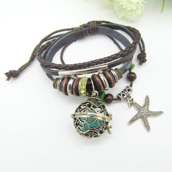 charm bracelets wooden beads and green crystals fashion leather oil diffuser cage bracelet, Golden;silver
charm bracelets wooden beads and green crystals fashion leather oil diffuser cage bracelet, Golden;silver