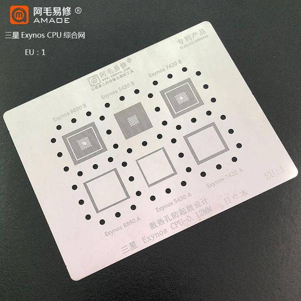 professional hand tool sets amaoe bga stencil eu1 eu2 eu3 for samsung exynos cpu ic chip solder ball reballing pins tin plant net square
professional hand tool sets amaoe bga stencil eu1 eu2 eu3 for samsung exynos cpu ic chip solder ball reballing pins tin plant net square