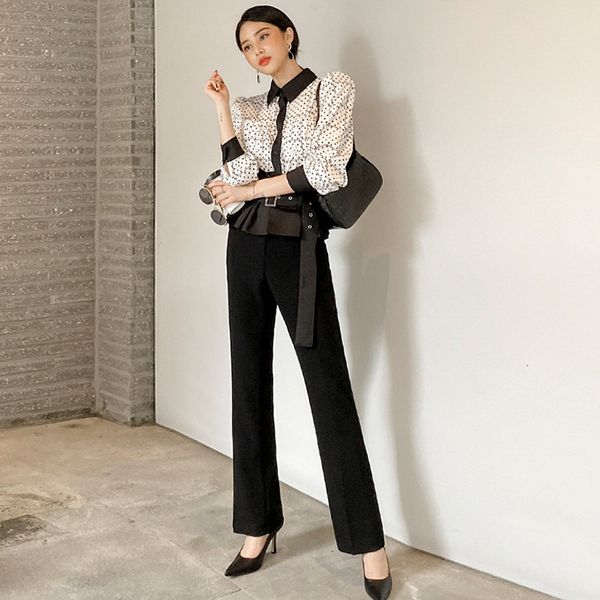 new arrival temperament fresh print ruffles shirt comfortable black long pants fashion vintage office women set sdhc, White
new arrival temperament fresh print ruffles shirt comfortable black long pants fashion vintage office women set sdhc, White