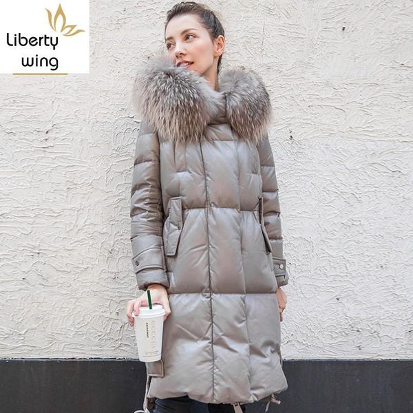women's leather & faux winter warm genuine duck down long raccoon fur hooded trench coat windbreaker real sheepskin outwear, Black
women's leather & faux winter warm genuine duck down long raccoon fur hooded trench coat windbreaker real sheepskin outwear, Black