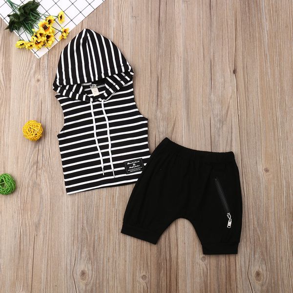 summer fashion boys infant clothes sets striped sleeveless hooded vest+black pants, White
summer fashion boys infant clothes sets striped sleeveless hooded vest+black pants, White