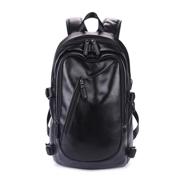 school bags men's backpack custom waterproof pu leather for student