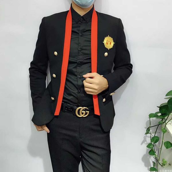 2021 new nightclub punk men patchwork blazer men's stand collar black red bae jacket singer stage costume performance show serve male 2, Black;brown
2021 new nightclub punk men patchwork blazer men's stand collar black red bae jacket singer stage costume performance show serve male 2, Black;brown