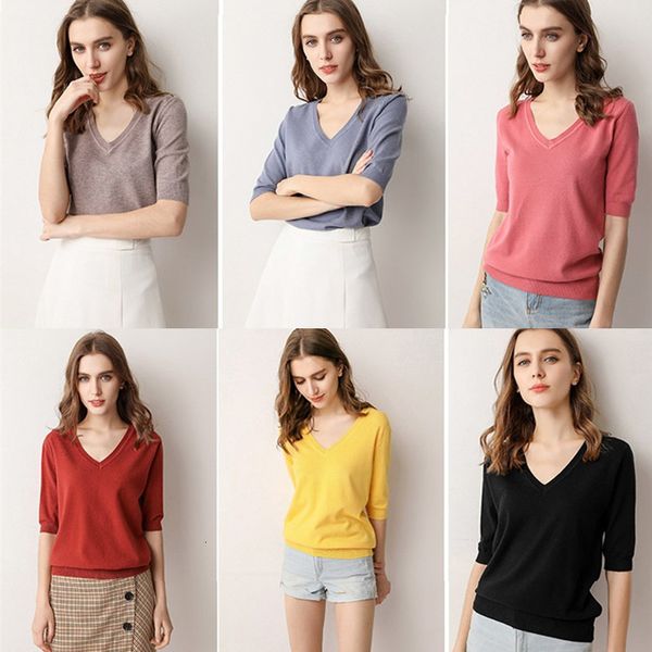 2021 new spring autumn women's sweaters and pullovers v-neck middle sleeve knit cashmere sweater thin casual female jumper 8t6g, White;black
2021 new spring autumn women's sweaters and pullovers v-neck middle sleeve knit cashmere sweater thin casual female jumper 8t6g, White;black
