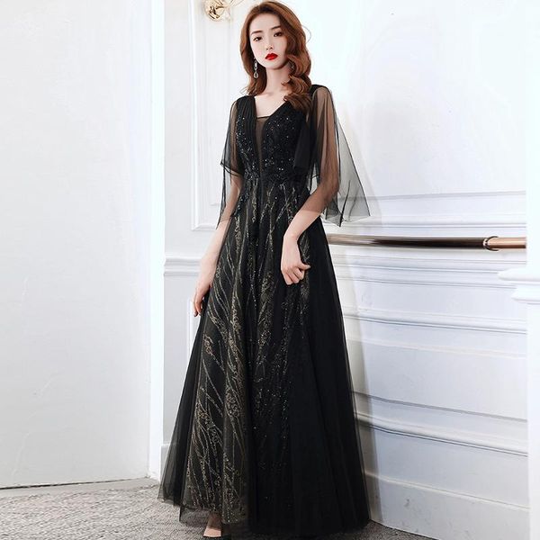 party dresses black v-neck evening dress pleat short sleeves floor-length appliques sequins a-line elegant woman formal gowns a1636, White;black
party dresses black v-neck evening dress pleat short sleeves floor-length appliques sequins a-line elegant woman formal gowns a1636, White;black
