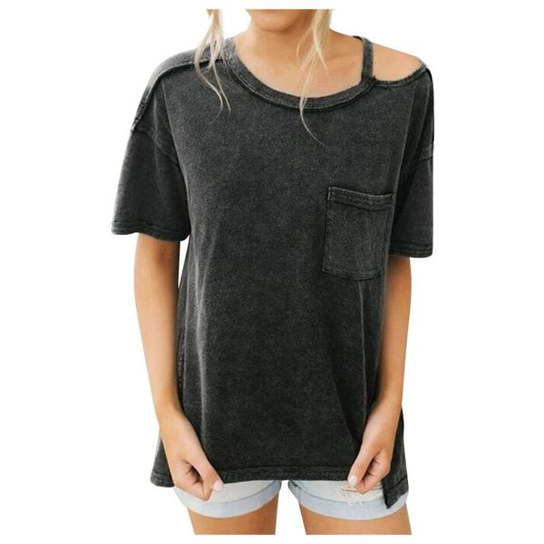 women's t-shirt fashion casual round neck solid color loose short-sleeved top, White
women's t-shirt fashion casual round neck solid color loose short-sleeved top, White