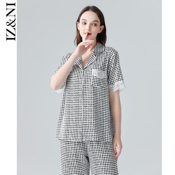 women's sleepwear iizzini original paragraph 2021 pajamas women summer short-sleeved thin ice silk plover case luxury pants suit at hom, Black;red
women's sleepwear iizzini original paragraph 2021 pajamas women summer short-sleeved thin ice silk plover case luxury pants suit at hom, Black;red