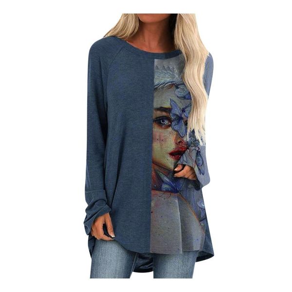 women's t-shirt irregular butterfly printed women fashion long sleeve o-neck girl pullover casual loose trendy ins basic ladies, White
women's t-shirt irregular butterfly printed women fashion long sleeve o-neck girl pullover casual loose trendy ins basic ladies, White