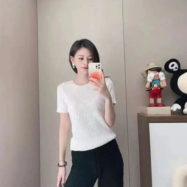 high-end spring and summer 2021 new elastic knitted short-sleeved women's blouse all-match simple light luxury small version short, White
high-end spring and summer 2021 new elastic knitted short-sleeved women's blouse all-match simple light luxury small version short, White
