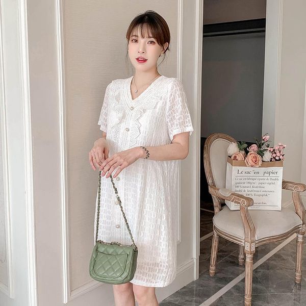 maternity dresses 45391# dress summer cotton short sleeves loose midi lace plus size pregnancy pregnant women mom, White
maternity dresses 45391# dress summer cotton short sleeves loose midi lace plus size pregnancy pregnant women mom, White