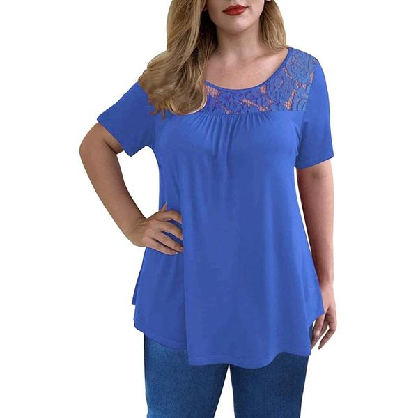 women's t-shirt women t shirt plus size lace solid splicing o-neck short sleeve summer casual hollow out pullover tunic, White
women's t-shirt women t shirt plus size lace solid splicing o-neck short sleeve summer casual hollow out pullover tunic, White