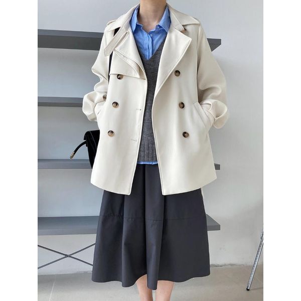 women's trench coats white ladies short coat 2021 autumn korean style drape lantern sleeve asymmetrical lapel fashion long, Tan;black
women's trench coats white ladies short coat 2021 autumn korean style drape lantern sleeve asymmetrical lapel fashion long, Tan;black