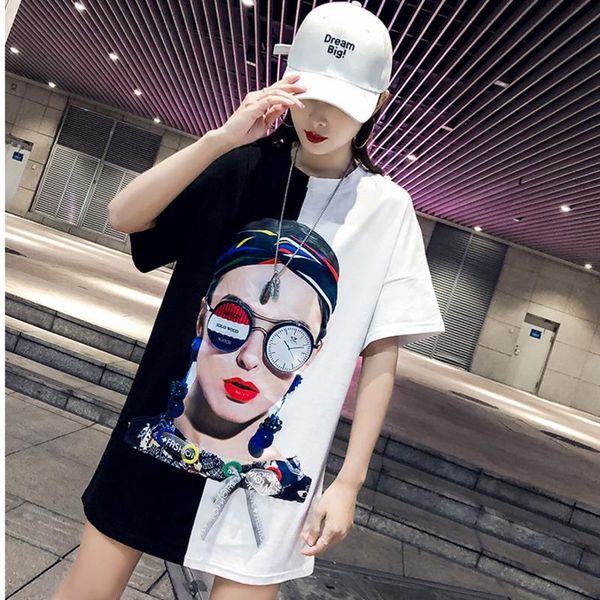 women's t-shirt #1642 summer 2021 split joint color long t shirts for women short sleeve hip hop shirt loose cotton streetwear femme, White
women's t-shirt #1642 summer 2021 split joint color long t shirts for women short sleeve hip hop shirt loose cotton streetwear femme, White