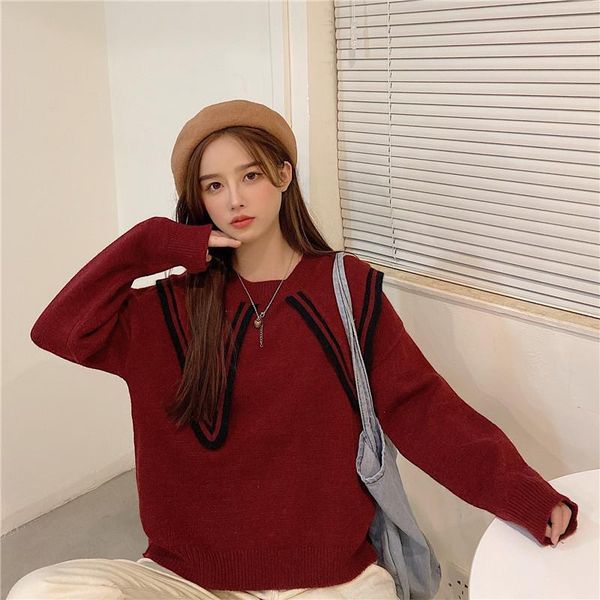 women's sweaters autumn products round neck color-blocking knitted sweater women sweet loose pullover long sleeve, White;black
women's sweaters autumn products round neck color-blocking knitted sweater women sweet loose pullover long sleeve, White;black