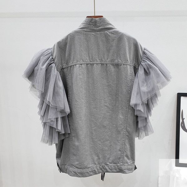 fashion gray denim women cardigan splice net yarn waistcoat sleeveless jacket coat oversized loose short jeans vest female qc49, Black;white
fashion gray denim women cardigan splice net yarn waistcoat sleeveless jacket coat oversized loose short jeans vest female qc49, Black;white