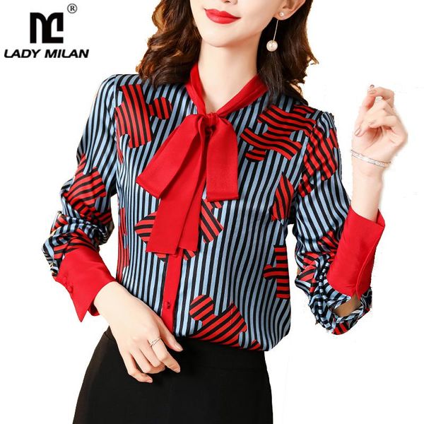 19mm 100% silk women's shirt bow collar long sleeves striped fashion casual blouse, White
19mm 100% silk women's shirt bow collar long sleeves striped fashion casual blouse, White