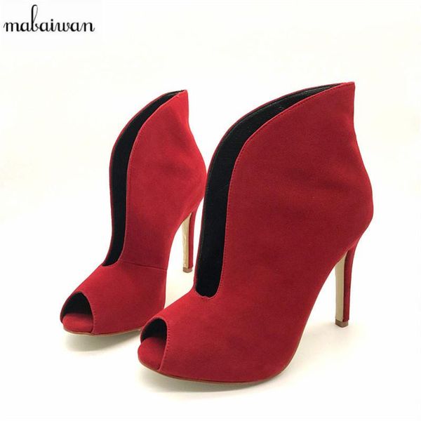 dress shoes mabaiwan fashion suede women peep toe summer boots deep v front ladies high heels slip on pumps short booties, Black
dress shoes mabaiwan fashion suede women peep toe summer boots deep v front ladies high heels slip on pumps short booties, Black