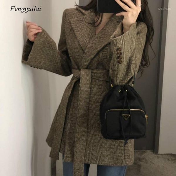 women autumn winter long wool blazer suit jacket bandage sleeve british style thick overcoat outerwear loose women's suits & blazers, White;black
women autumn winter long wool blazer suit jacket bandage sleeve british style thick overcoat outerwear loose women's suits & blazers, White;black