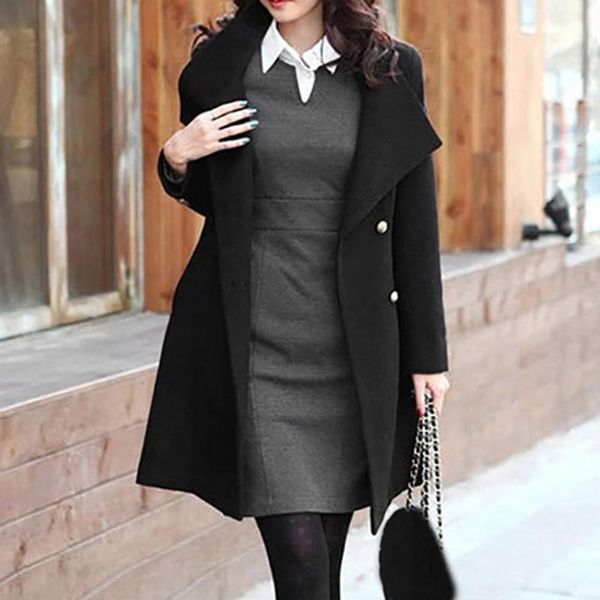 women's wool & blends women trench coat nice autumn winter fashion single breasted bandage solid slim plus size wind abrigo mujer#j31, Black
women's wool & blends women trench coat nice autumn winter fashion single breasted bandage solid slim plus size wind abrigo mujer#j31, Black