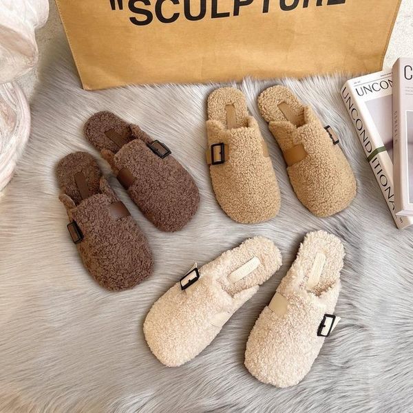 slippers baotou semi-slippers women's outerwear autumn 2021 plus velvet lambs wool shoes lazy flat, Black
slippers baotou semi-slippers women's outerwear autumn 2021 plus velvet lambs wool shoes lazy flat, Black