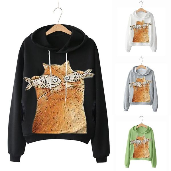 women's hoodies & sweatshirts casual cat cartoon print hoodie printed hooded pocket long sleeve pullover sweatshirt 2021 cute, Black
women's hoodies & sweatshirts casual cat cartoon print hoodie printed hooded pocket long sleeve pullover sweatshirt 2021 cute, Black
