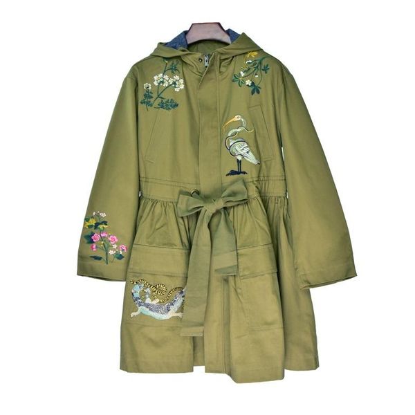 women's trench coats sashes lace-up windbreaker hooded long sleeve floral animals embroidery 2 colors autumn 2021 ladies casual, Tan;black
women's trench coats sashes lace-up windbreaker hooded long sleeve floral animals embroidery 2 colors autumn 2021 ladies casual, Tan;black