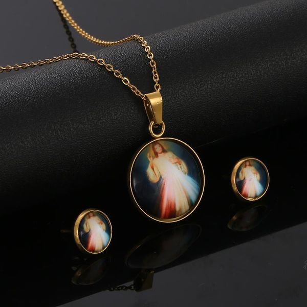 earrings & necklace gold color pendant for women men classic christian jesus jewelry gift wholesale, Silver
earrings & necklace gold color pendant for women men classic christian jesus jewelry gift wholesale, Silver