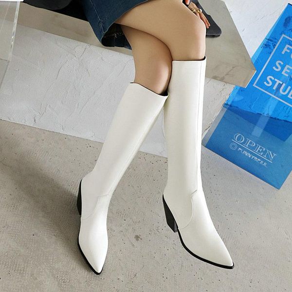boots ladies knee thick heel back zipper pointed autumn winter fashion microfiber women's shoes, Black
boots ladies knee thick heel back zipper pointed autumn winter fashion microfiber women's shoes, Black