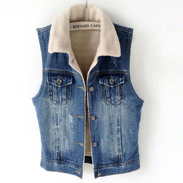 women's vests plus size 3xl women denim 2021winter lapel lambswool sleeveless fashion warm jeans vest, Black;white
women's vests plus size 3xl women denim 2021winter lapel lambswool sleeveless fashion warm jeans vest, Black;white
