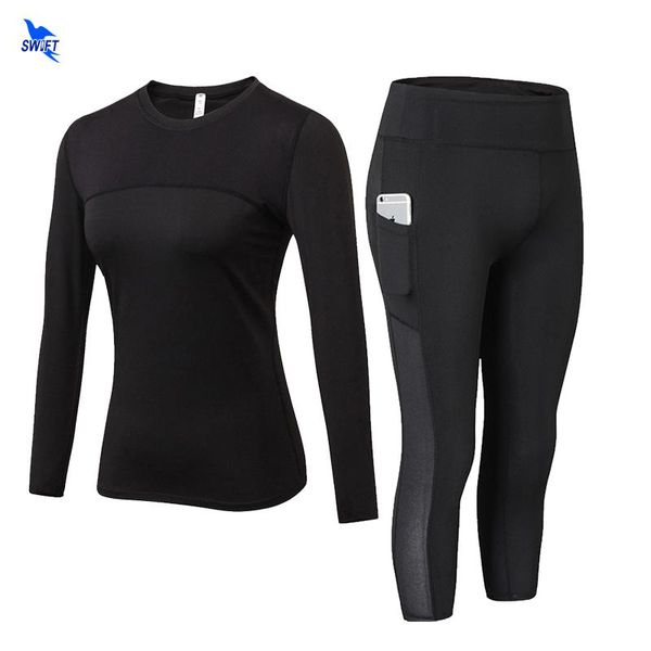 yoga outfits women set long sleeve shirt+pocket capri leggings 2 pcs tracksuit gym fitness clothing high waist running sport suit, White;red
yoga outfits women set long sleeve shirt+pocket capri leggings 2 pcs tracksuit gym fitness clothing high waist running sport suit, White;red