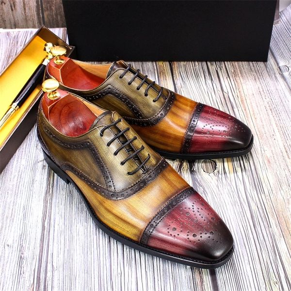 handmade mens dress shoes 100% calf leather cap toe oxford mixed colors lace up luxury brogue wedding party formal shoes for men 220315, Black
handmade mens dress shoes 100% calf leather cap toe oxford mixed colors lace up luxury brogue wedding party formal shoes for men 220315, Black