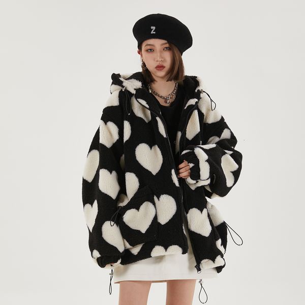 2021 new cute heart-shaped print lambswool winter jacket men drawstring pockets zipper hooded high street warm couple streetwear 2vjv, Black;brown
2021 new cute heart-shaped print lambswool winter jacket men drawstring pockets zipper hooded high street warm couple streetwear 2vjv, Black;brown
