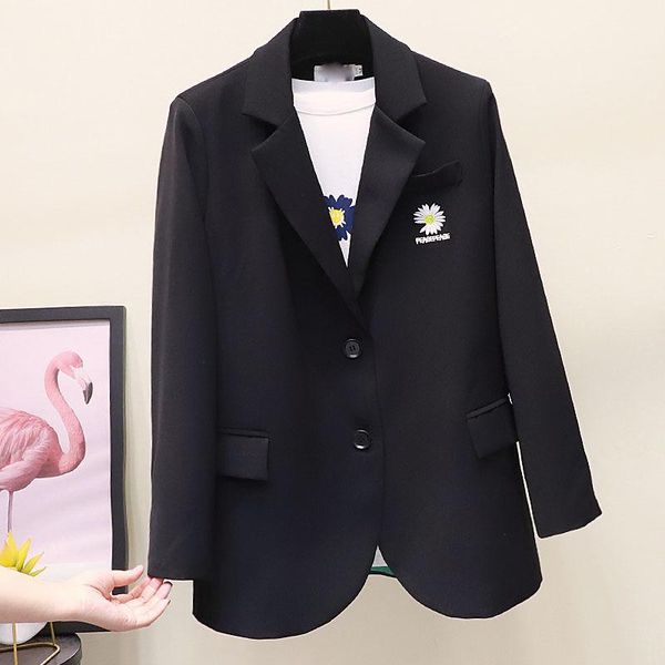 women's suits & blazers 2021 spring fashion suit coat female embroidered jacket casual wild women blazer black clothing, White;black
women's suits & blazers 2021 spring fashion suit coat female embroidered jacket casual wild women blazer black clothing, White;black