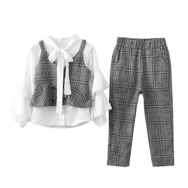 3 pcs clothing sets 2021 children clothing long sleeve bow t-shirt+plaid pants+vest for kids sets baby girl suit, White
3 pcs clothing sets 2021 children clothing long sleeve bow t-shirt+plaid pants+vest for kids sets baby girl suit, White