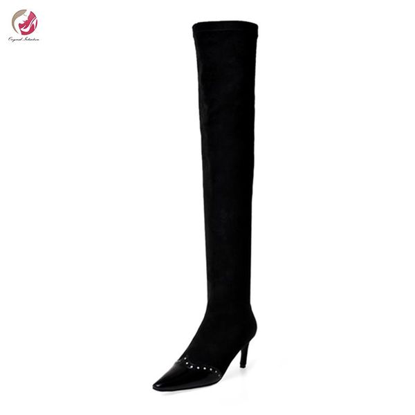 boots original intention high-quality rivets pointed toe over the knee high woman black thin heels elegant gorgeous shoes
boots original intention high-quality rivets pointed toe over the knee high woman black thin heels elegant gorgeous shoes