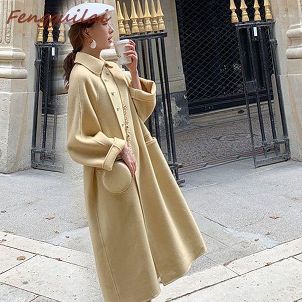 women's wool & blends 2021 women outerwear autumn winter clothing fashion warm woolen slim female elegant single breasted coat, Black
women's wool & blends 2021 women outerwear autumn winter clothing fashion warm woolen slim female elegant single breasted coat, Black