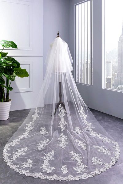 bridal veils voile mariage real pos wedding accessory 2 tier 3 m veil lace long with metal comb veu de noiva, Black
bridal veils voile mariage real pos wedding accessory 2 tier 3 m veil lace long with metal comb veu de noiva, Black