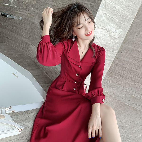 dressed in women's fashions 2021 new spring elegant red hepburn style thin waist high dress fine oszy, Black;pink
dressed in women's fashions 2021 new spring elegant red hepburn style thin waist high dress fine oszy, Black;pink