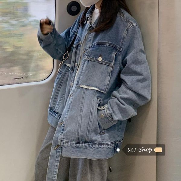 women's jackets vintage denim jacket women early autumn 2021 korean chic all-match pockets loose street coats casual office lady outwea, Black;brown
women's jackets vintage denim jacket women early autumn 2021 korean chic all-match pockets loose street coats casual office lady outwea, Black;brown