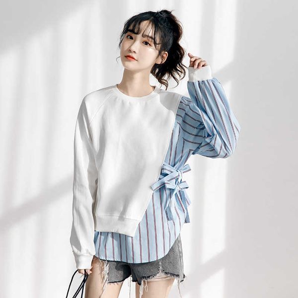 autumn and winter loose thick striped fake two-piece patchwork cashmere sweatshirt women 210615, Black
autumn and winter loose thick striped fake two-piece patchwork cashmere sweatshirt women 210615, Black