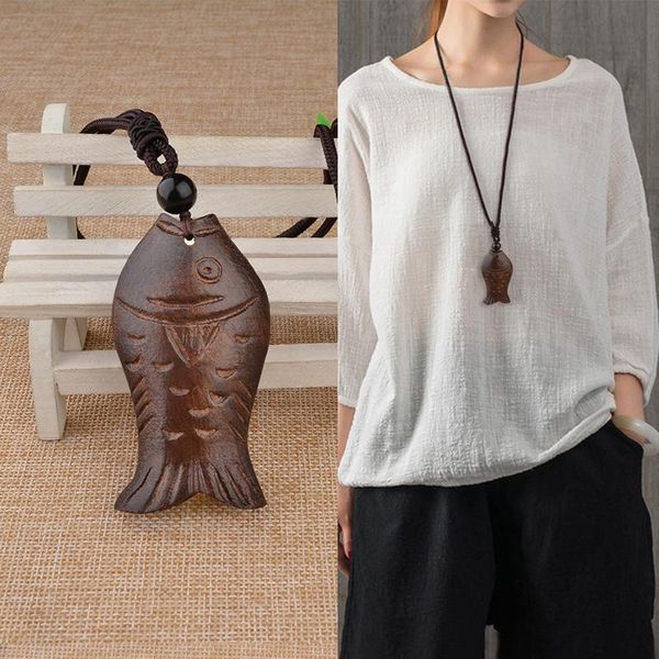 pendant necklaces wooden fish necklace ladies literary retro long sweater chain cotton and linen accessories ethnic jewelry, Silver
pendant necklaces wooden fish necklace ladies literary retro long sweater chain cotton and linen accessories ethnic jewelry, Silver