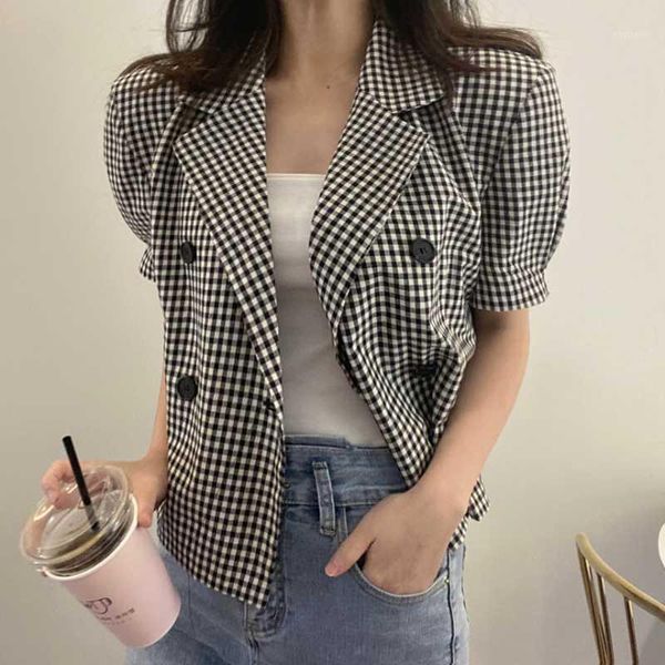 women's wool & blends summer vintage plaid lapel double-breasted small suit women ol temperament short blazer, Black
women's wool & blends summer vintage plaid lapel double-breasted small suit women ol temperament short blazer, Black