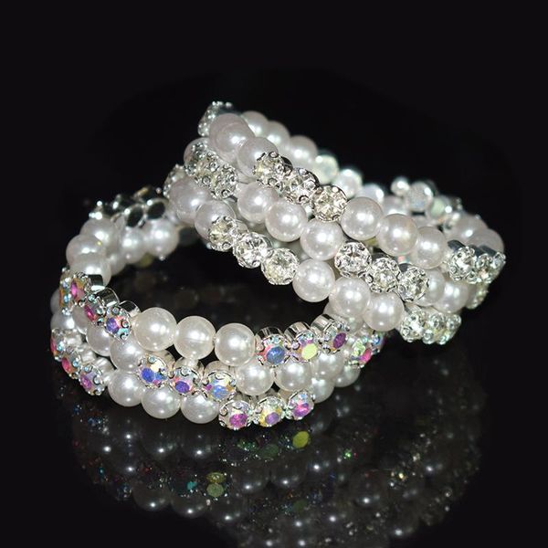 bangle crystal pearl bracelets alloy three layers of the opening bangles bracelet charm jewelry for women wedding, Black
bangle crystal pearl bracelets alloy three layers of the opening bangles bracelet charm jewelry for women wedding, Black