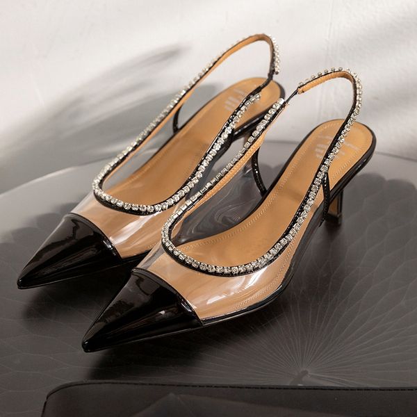 2021 new summer brand women pumps luxury crystal slingback high heels summer bride shoes comfortable heeled party wedding shoes, Black
2021 new summer brand women pumps luxury crystal slingback high heels summer bride shoes comfortable heeled party wedding shoes, Black