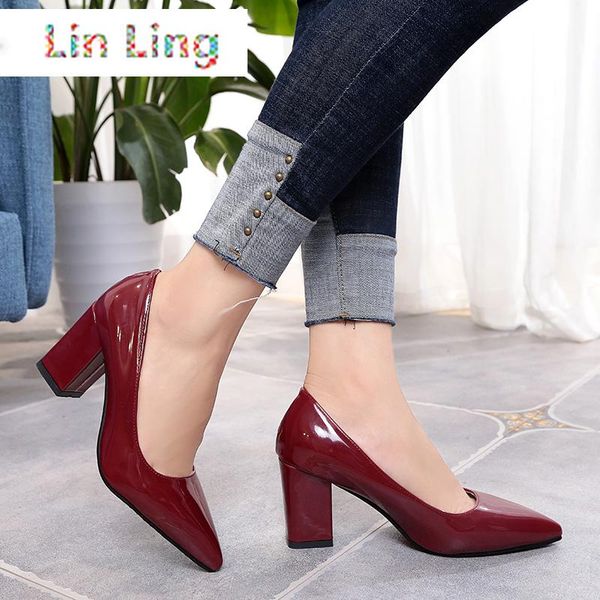 dress shoes women pumps black high heels 7.5cm lady patent leather thick with autumn pointed single female sandals big 33-43
dress shoes women pumps black high heels 7.5cm lady patent leather thick with autumn pointed single female sandals big 33-43