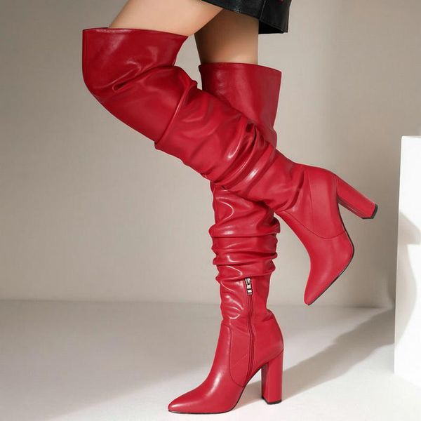 boots quality black thigh length women high pointed toe thick heel ladies microfiber leather pleated winter
boots quality black thigh length women high pointed toe thick heel ladies microfiber leather pleated winter