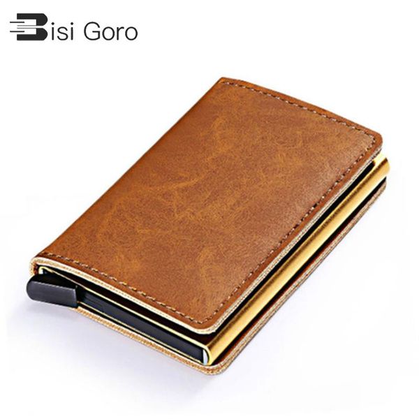 card holders bisi goro 2021 metal id holder with rfid vintage case automatic money cash clip mini wallet business, Brown;gray
card holders bisi goro 2021 metal id holder with rfid vintage case automatic money cash clip mini wallet business, Brown;gray