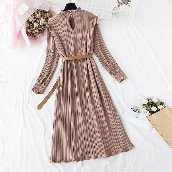 casual dresses chiffon dress vintage long sleeve elastic waist a-line pleated belt female vestidos 2021 spring summer, Black;gray
casual dresses chiffon dress vintage long sleeve elastic waist a-line pleated belt female vestidos 2021 spring summer, Black;gray